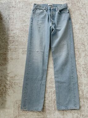 AGOLDE 90s Pinch Waist High Rise Light Wash Straight Leg Jeans 27